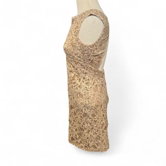 BCBGMAXAZRIA Kaya Dress Gold Sequin Cutout Back Cocktail Party Dress Size 4 NWT - Picture 4 of 8